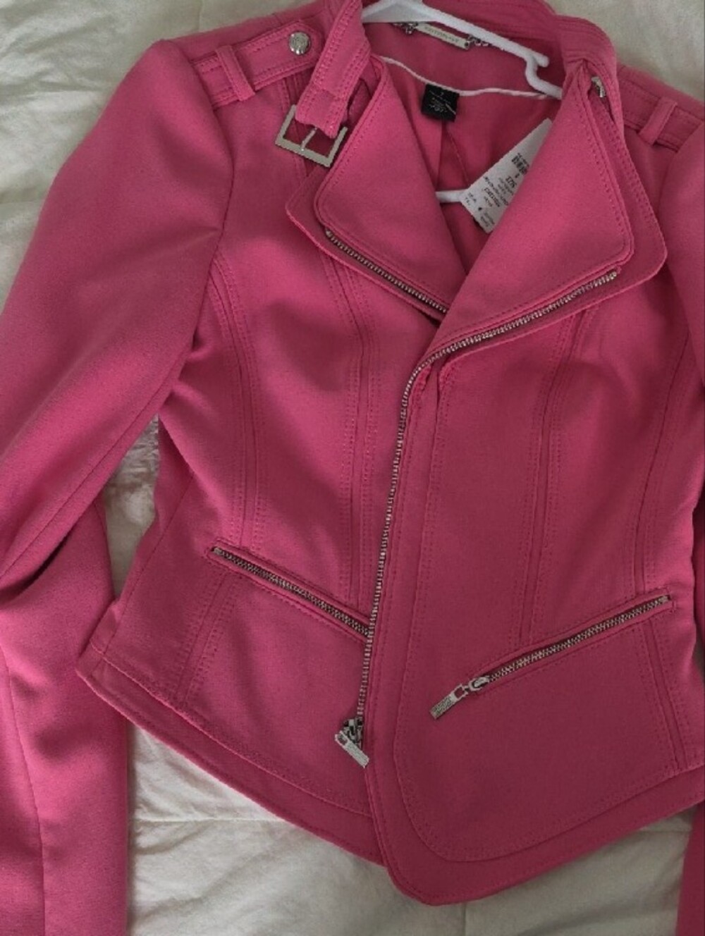 White House Black Market Pink Moto-Style Blazer Jacket - Picture 4 of 6